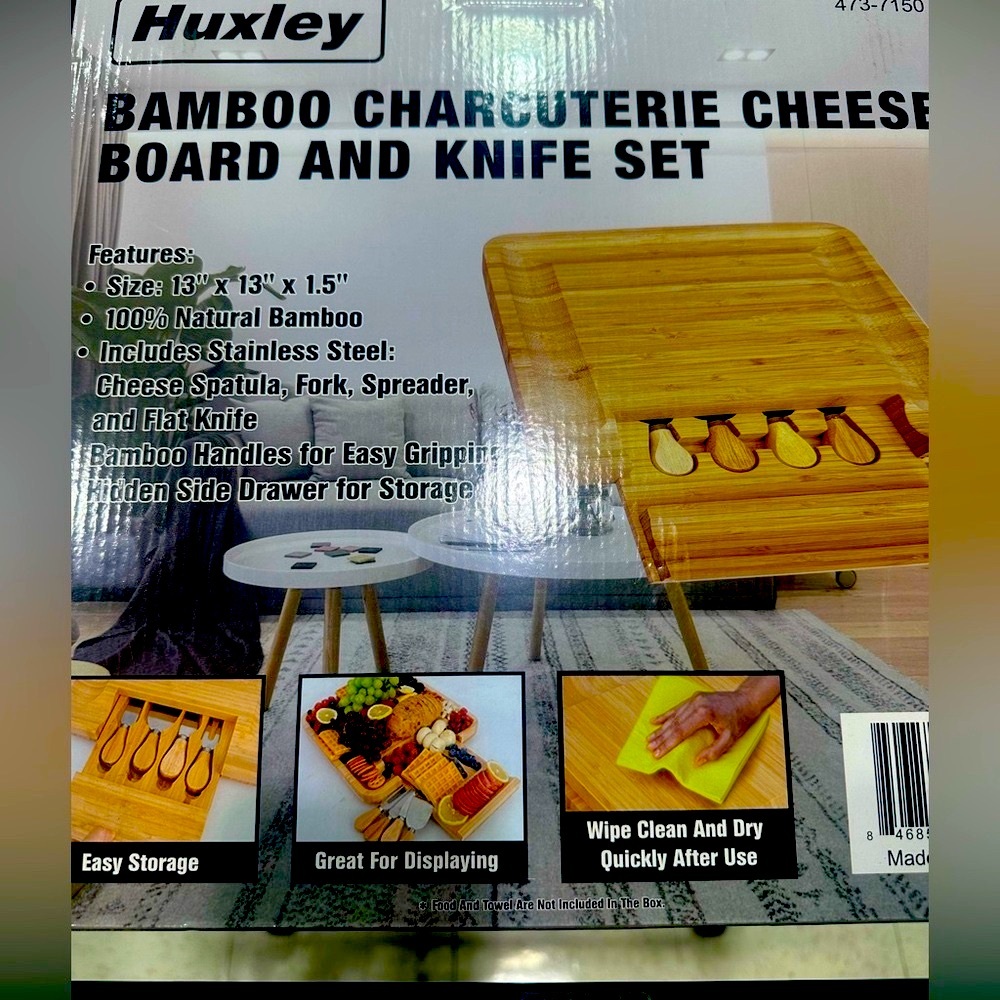 Bamboo Charcuterie Cheese Board and Knife Set